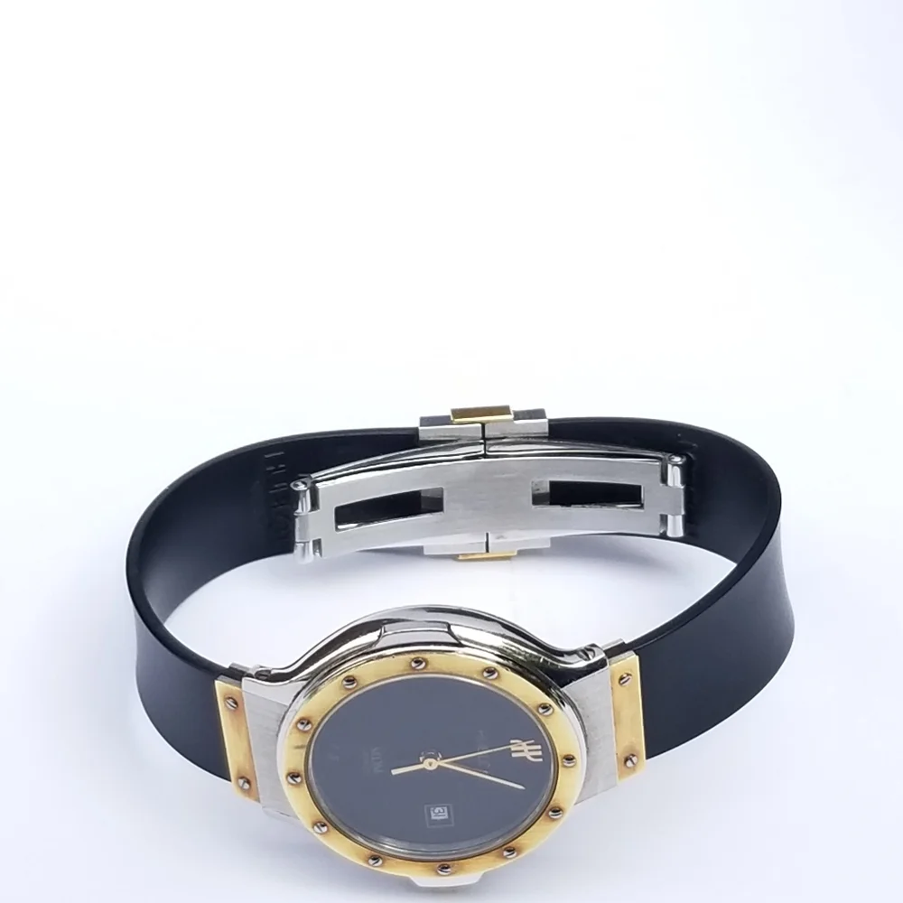 HUBLOT MDM 18K YELLOW GOLD 28 MM BLACK DIAL QUARTZ WATCH - Picture 11 of 16